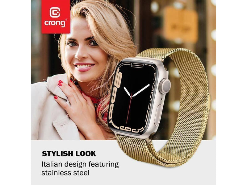 CRONG Milano Steel - Stainless Steel Strap for Apple Watch 38/40/41/42 mm (Gold)
