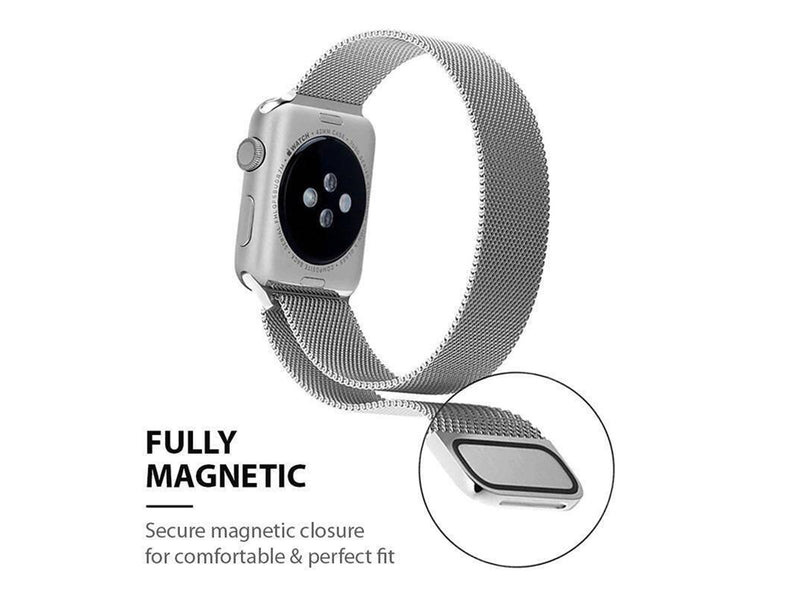 CRONG Milano Steel - Stainless Steel Strap for Apple Watch 38/40/41/42 mm (Silver)