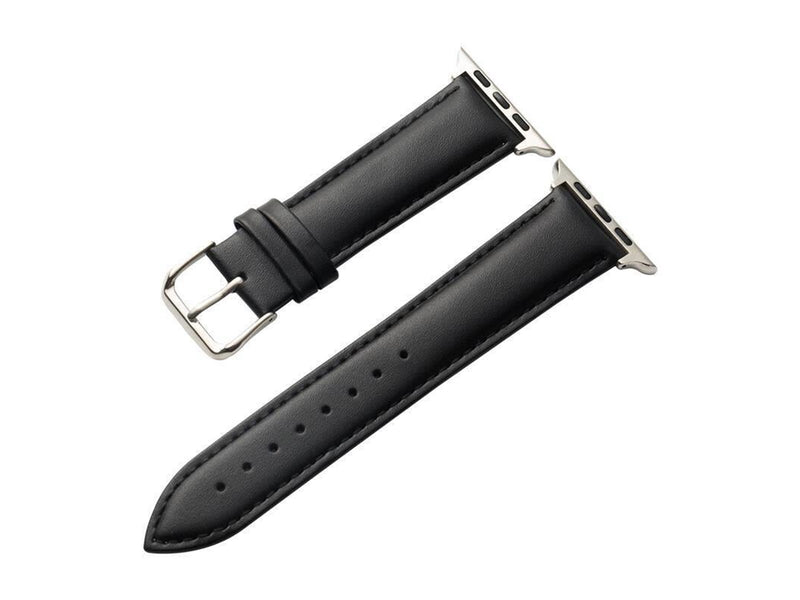 CRONG Noble Band - Genuine Leather Strap for Apple Watch 44/45/46/49 mm (Black Noir)