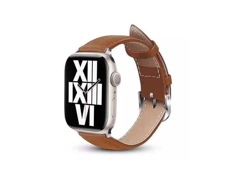 CRONG Noble Band - Genuine Leather Strap for Apple Watch 44/45/46/49 mm (Mocha)