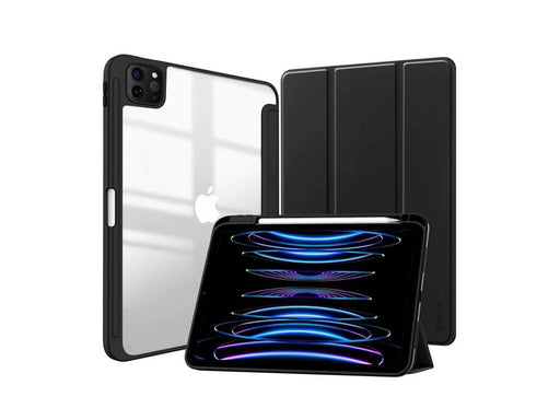 CRONG PrimeFolio – Case for iPad Air 11” (2026-2024) / iPad Air 10.9” (5th-4th gen.) / iPad Pro 11" (2022-2021) - Black/Clear