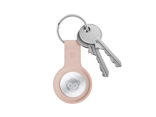 CRONG Silicone Case with Key Ring – Protective keychain case for Apple AirTag 1/2 - sand pink