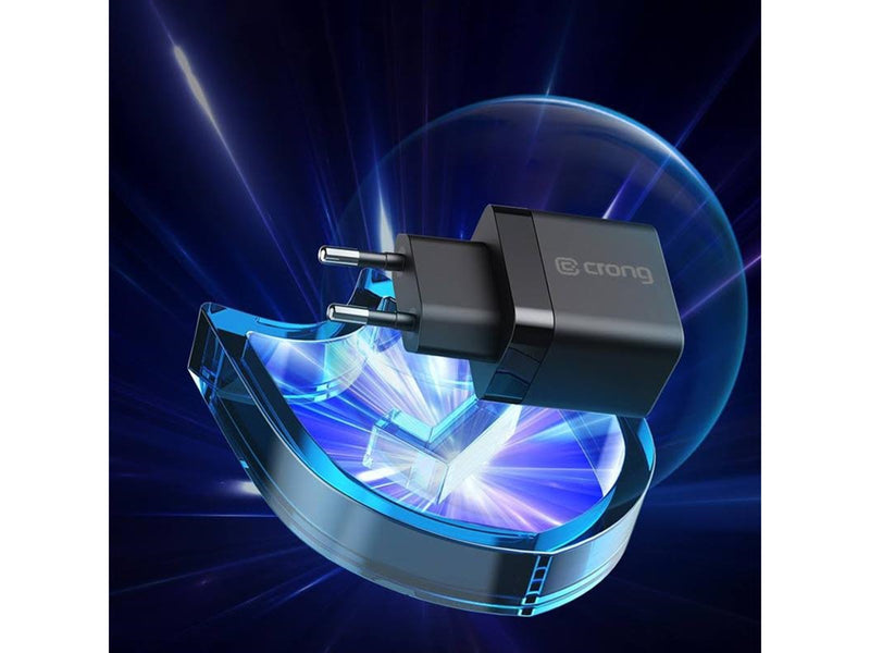 CRONG Ultra Compact GaN - 2x USB-C 35W PD 3.0 Wall Charger with PPS (Black)