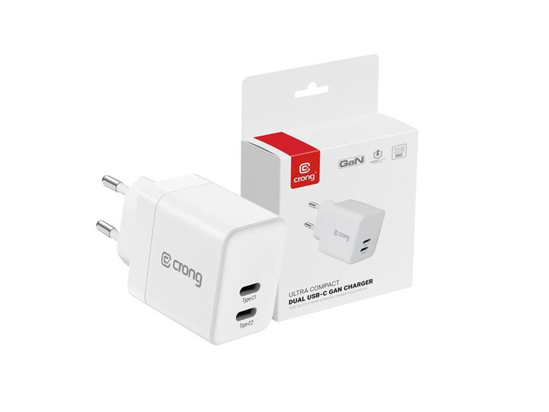 CRONG Ultra Compact GaN - Wall Charger 2x USB-C 35W PD 3.0 with PPS (White)
