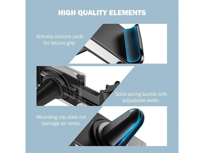 CRONG Universal Smart Car Holder – Universal car phone holder for 4"-6.5" phones - black