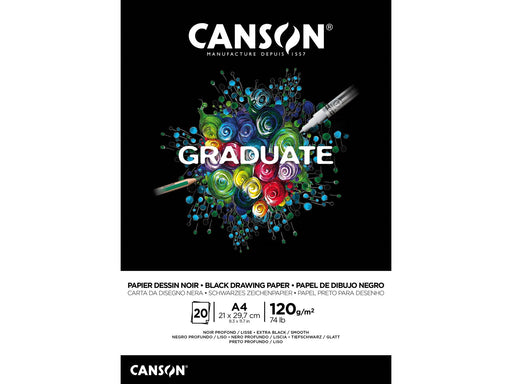 Canson Graduate Black Paper Pad A4 120G 20 SH