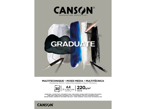 Canson Graduate Mixed Media Pad Grey A4 220G 30 SH