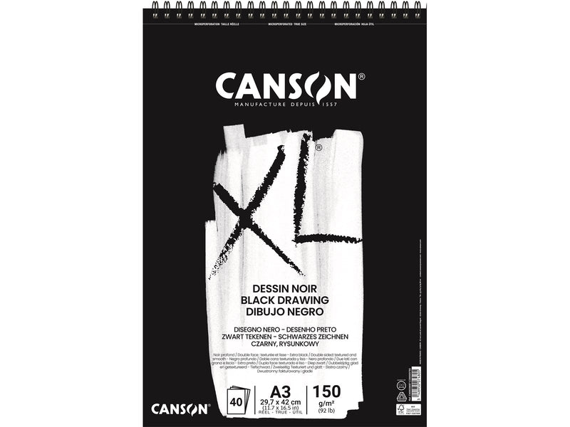 Canson XL Dessin Noir DS A3 150G Spiral 40 SH