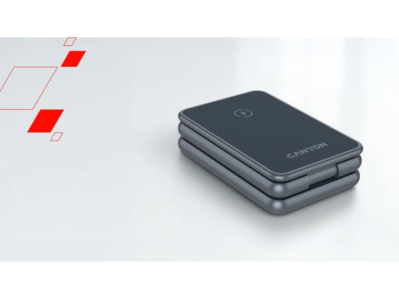 Canyon 3-in-1 Faltbares kabelloses Ladegerät 15W, Dunkelgrau