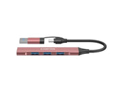 Canyon DS-02 4-in-1 USB-A/C Hub, Pink USB-Hubs - USB 3.0 - 4 - Pink