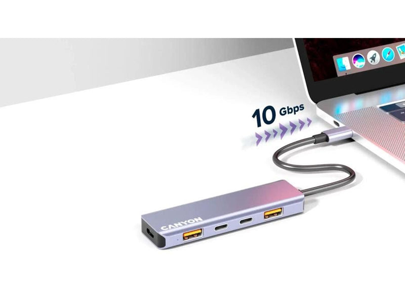 Canyon DS-18 5-in-1 USB-C Hub, Grau USB-Hubs - USB 3.0 - 5 - Grau