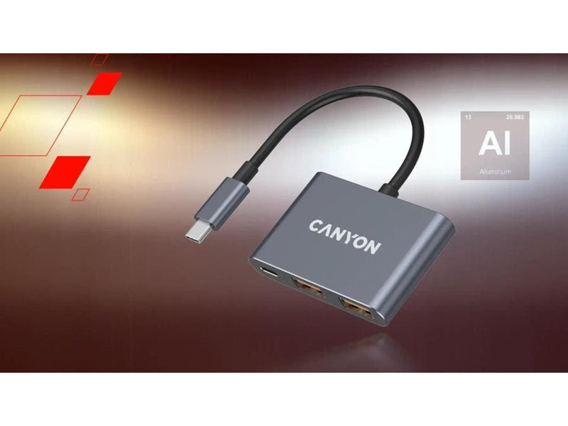 Canyon DS-3 3-in-1 USB-C Hub, Dunkelgrau USB-Hubs - USB 3.0 - 3 - Grau