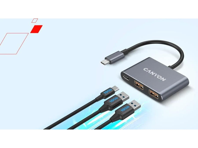 Canyon DS-3 3-in-1 USB-C Hub, Dunkelgrau USB-Hubs - USB 3.0 - 3 - Grau