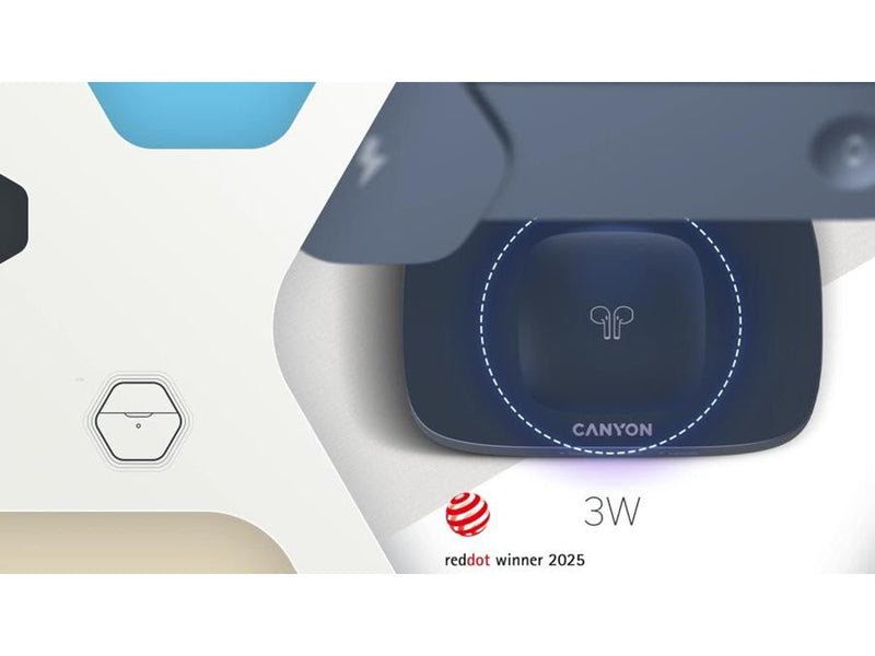 Canyon Hexagon 3-in-1 Kabelloses Ladegerät 15W, Grau/Oran