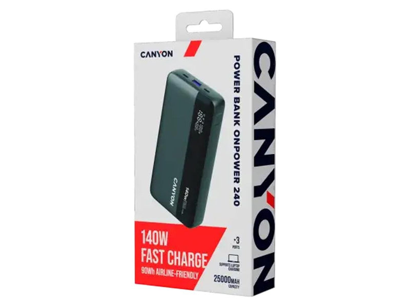 Canyon OnPower 240 Powerbank 25.000 mAh 140W, Dunkel - 25000 mAh