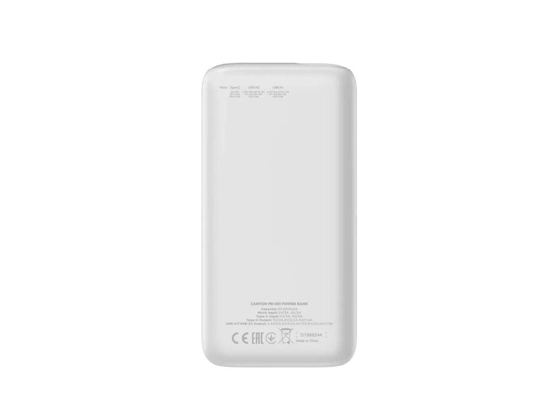 Canyon PB-301 30000mAh Powerbank PD 20W, Weiß - 30000 mAh
