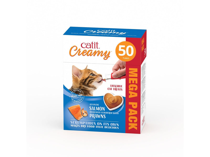 Catit - Creamy Premium Treat for Cats - Salmon w. prawn - mega pack 50 x 10g