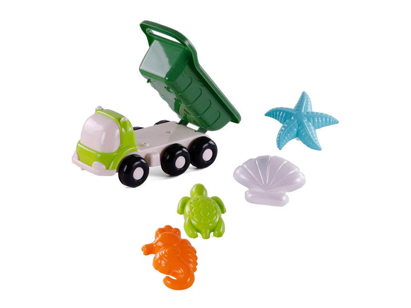 Cavallino Toys Cavallino Beach Dump Truck with 4 Sand Shapes Green