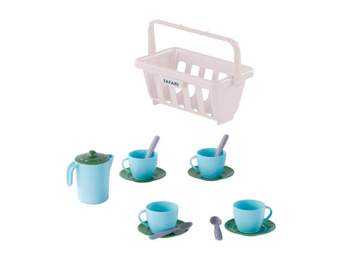 Cavallino Toys Cavallino Crockery in Basket Blue 15 pieces.