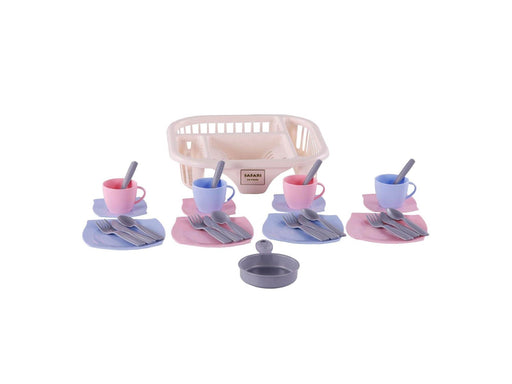 Cavallino Toys Cavallino Crockery with Dishwashing Rack Pink 30pcs.