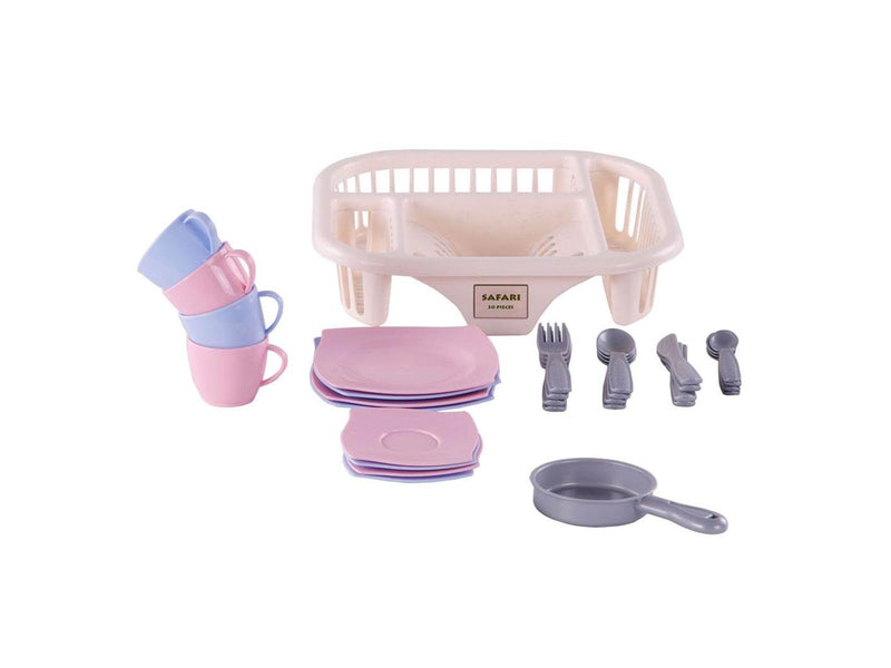 Cavallino Toys Cavallino Crockery with Dishwashing Rack Pink 30pcs.