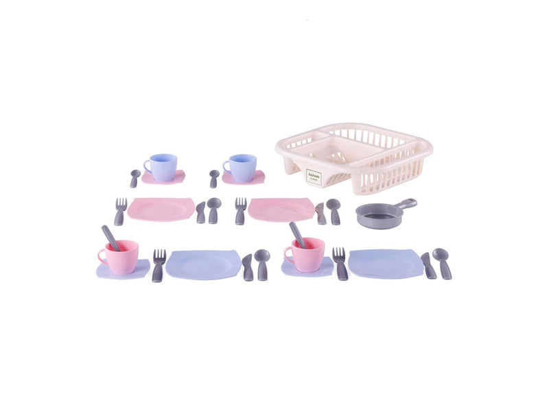 Cavallino Toys Cavallino Crockery with Dishwashing Rack Pink 30pcs.