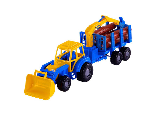 Cavallino Toys Cavallino Junior Tractor with Crane Trailer and Wood 46cm