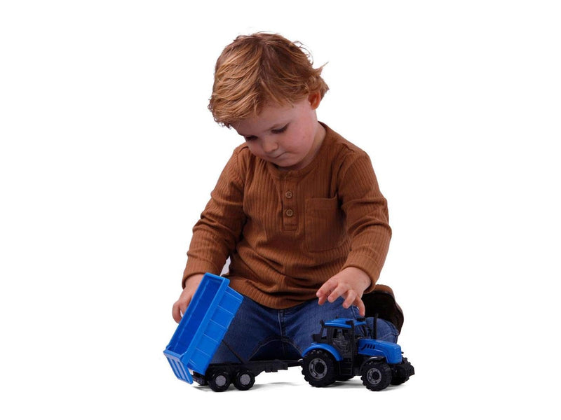 Cavallino Toys - Cavallino Tractor with Dump Truck Trailer Blue Scale 1:32