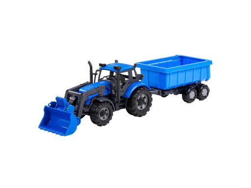 Cavallino Toys Cavallino Tractor with Loader and Trailer Dump Truck Blue Scale 1:32