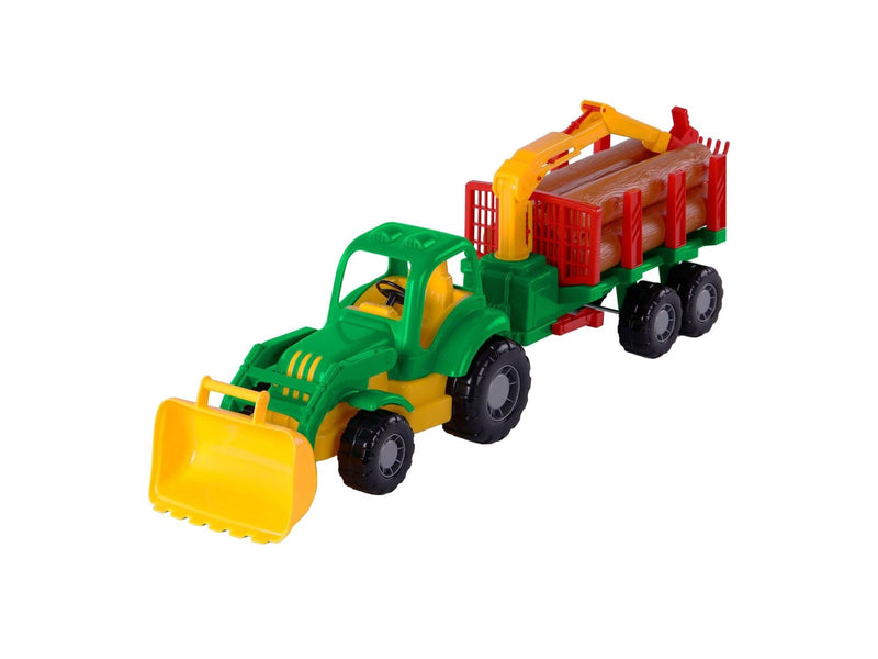 Cavallino Toys - Tractor with Trailer and Wood 61cm