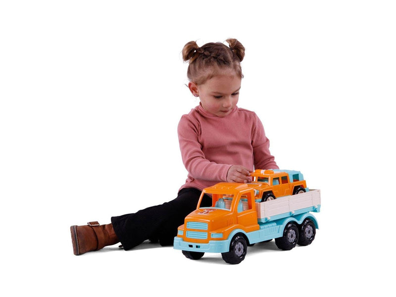 Cavallino Toys - XL Torpedo Truck with Survival Jeep Orange 44.5cm