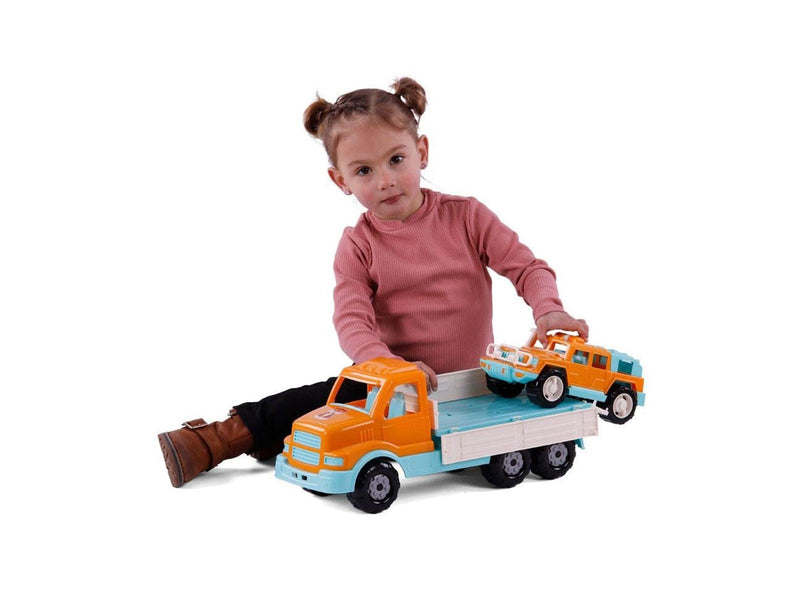 Cavallino Toys - XL Torpedo Truck with Survival Jeep Orange 44.5cm