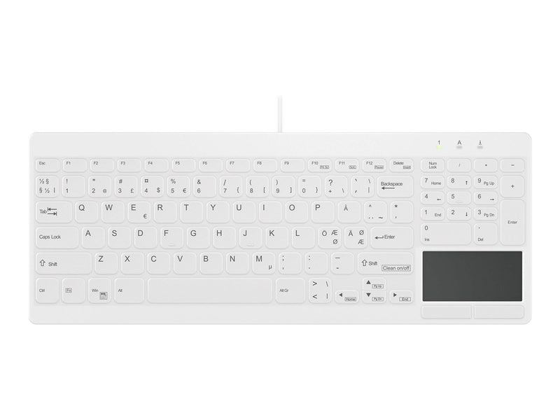Cherry Active Key MedicalKey AK-C7412F - keyboard compact - with touchpad - QWERTY - Pan Nordic - white Input Device - Tastatur - Nordic ISO - Weiss