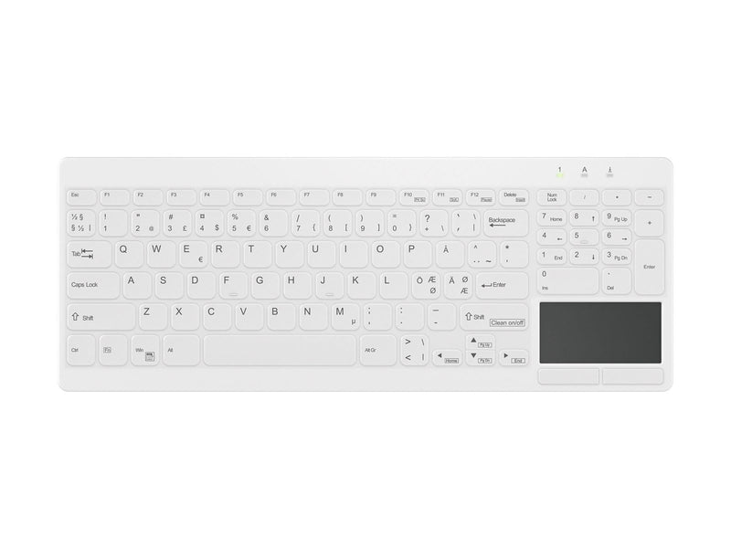 Cherry Medical AK-C7412F - keyboard - compact compact - with touchpad - QWERTY - Pan Nordic - white Input Device - Tastatur - Nordic ISO - Weiss