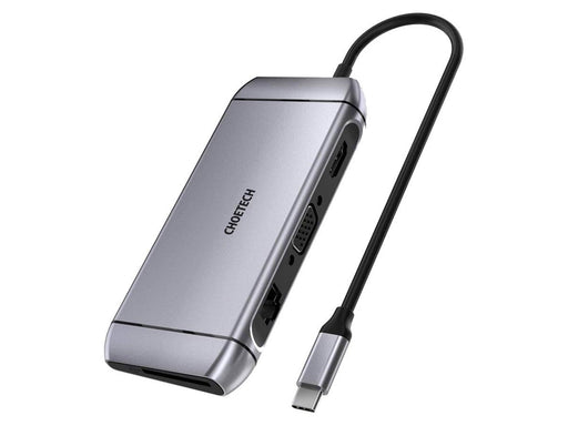 Choetech 9-in-1 4K HDMI 100W PD and USB 3.0 USB-C Hub Gray USB-Hubs - USB 3.0 - 9 - Grau