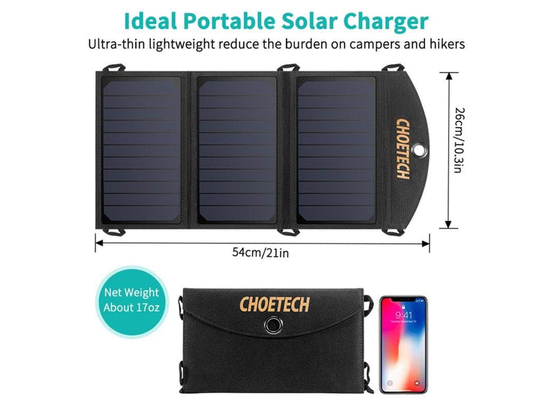 Choetech SC001 Portabel Solar Panel -19W - 2x USB-A