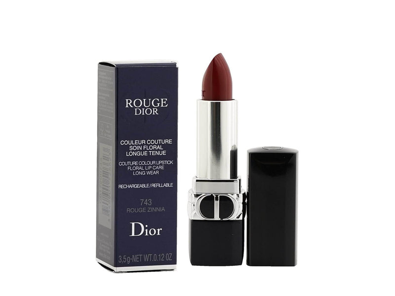 Christian Dior Couture Colour Satin Finish Cream Lipstick 743 Rouge Zinnia Refillable 3.5 g