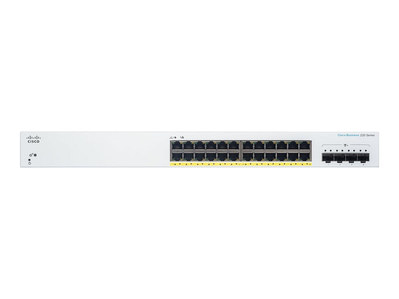 Cisco Switch Business 220-Series 28-Port 1/10GbE 195W PoE smart managed