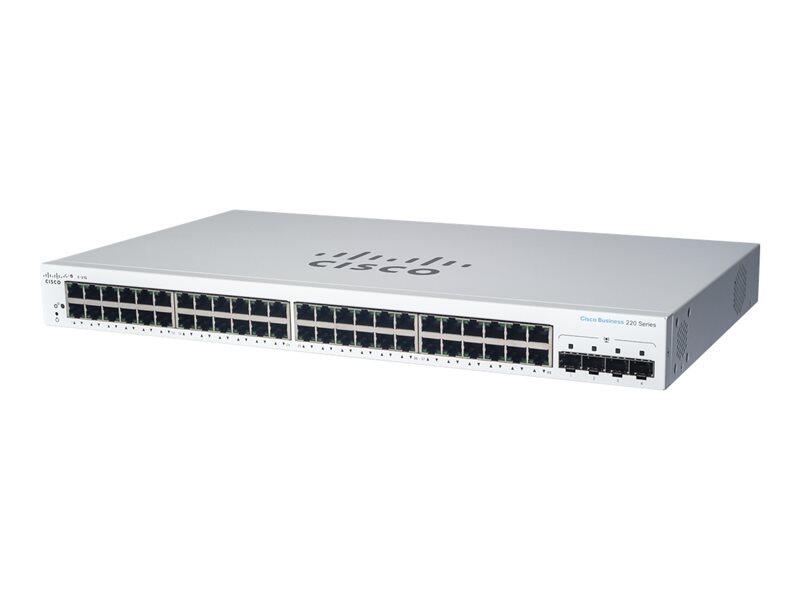 Cisco Switch Business 220-Series 52-Port 1/10GbE 382W PoE smart managed