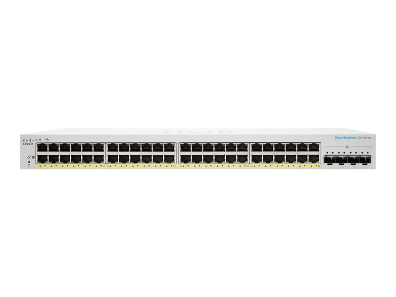 Cisco Switch Business 220-Series 52-Port 1/10GbE 382W PoE smart managed