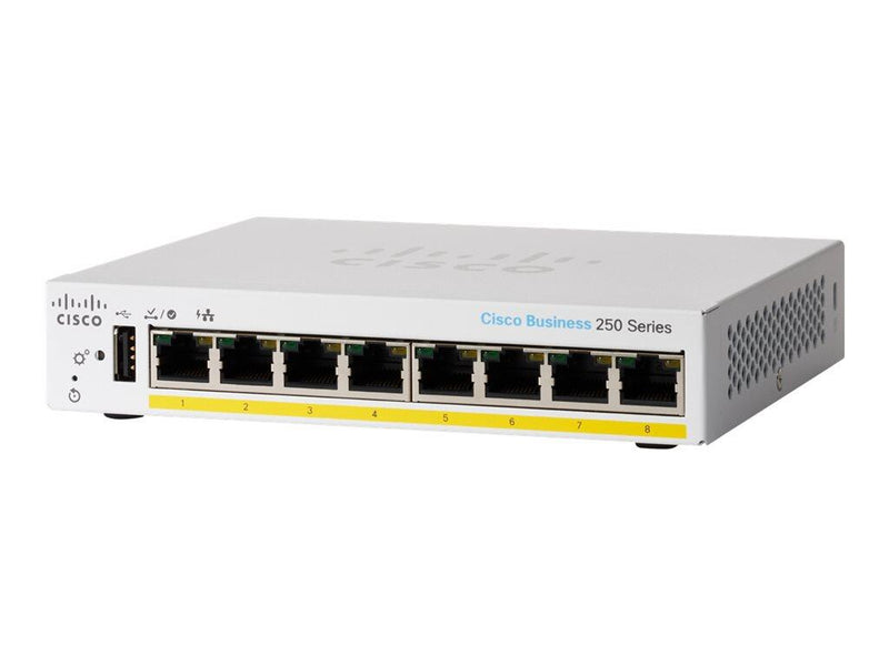 Cisco Switch Business 250-Series 8-Port 1GbE 45W PoE smart managed