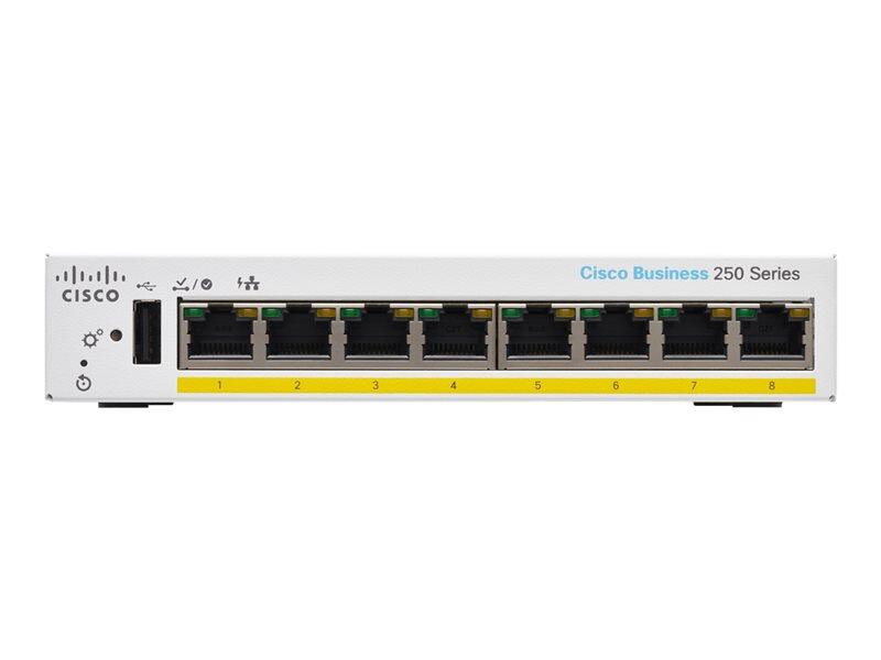 Cisco Switch Business 250-Series 8-Port 1GbE 45W PoE smart managed