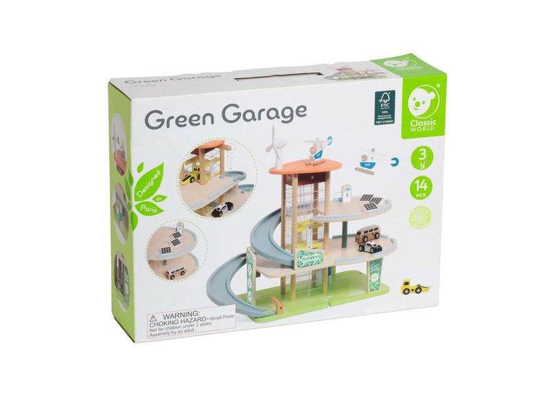 Classic World Wooden Sustainable Garage with Accessories 19pcs.