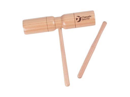Classic World Wooden Tone Block with Handle and Stick