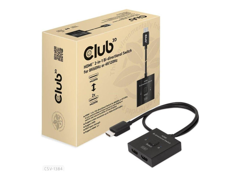Club 3D CSV-1384 - video/audio switch - 2-in-1 bi-directional - 2 ports