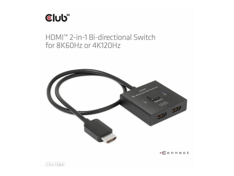 Club 3D CSV-1384 - video/audio switch - 2-in-1 bi-directional - 2 ports