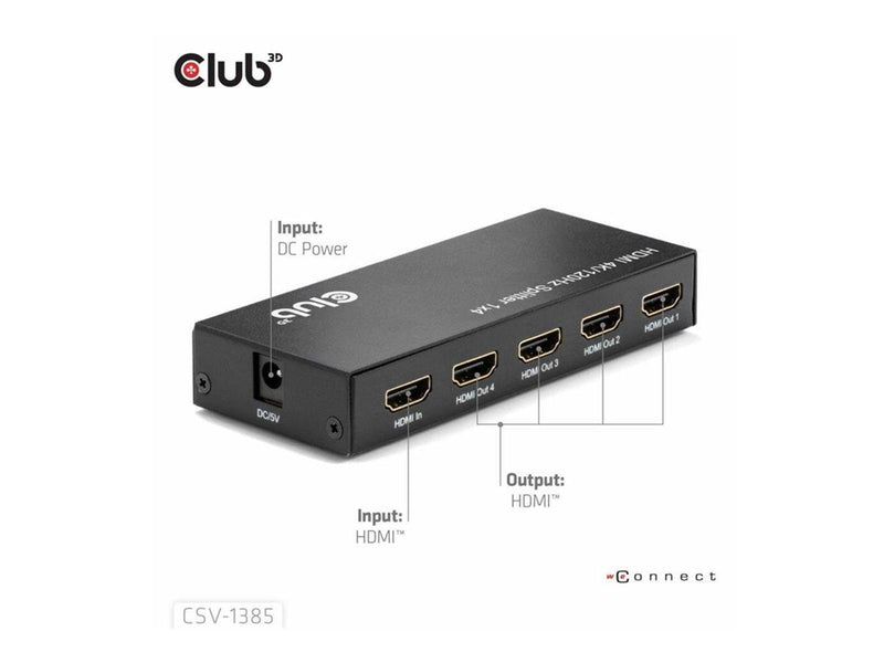 Club 3D CSV-1385 - video/audio splitter - 1 to 4 4K120Hz - 4 ports