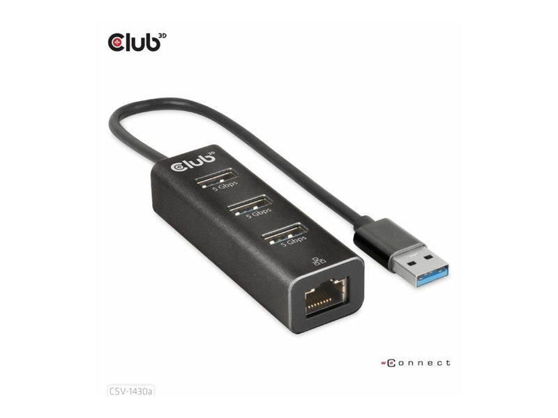 Club 3D CSV-1430A - hub - 4 ports USB-Hubs - 4 - Schwarz