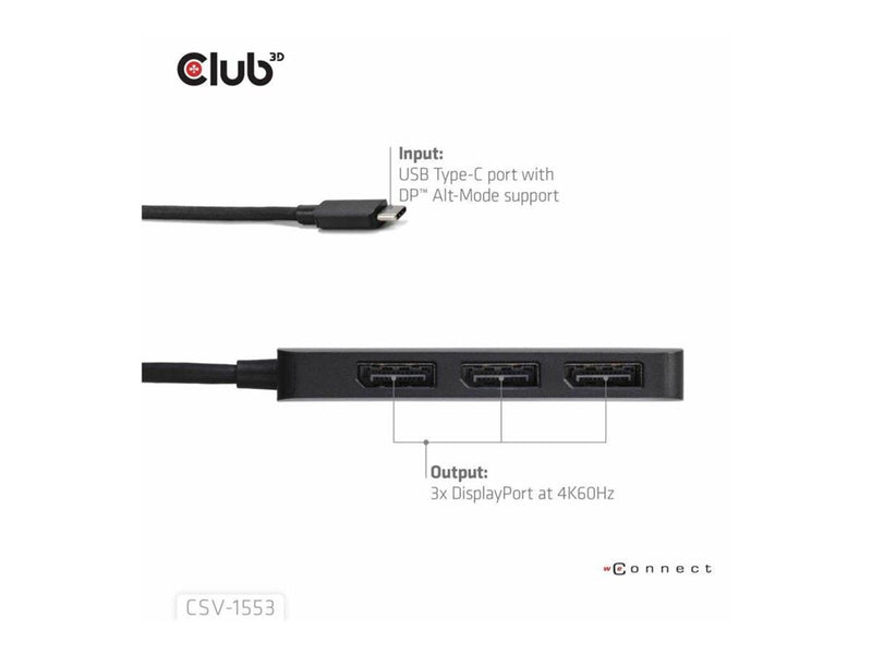 Club 3D CSV-1553 - docking station - USB-C / Thunderbolt 4 - 3 x DP++