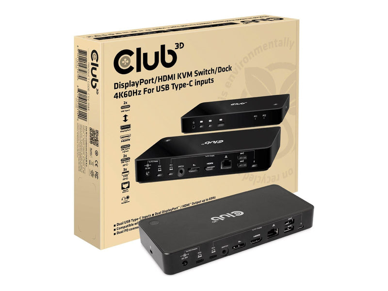 Club 3D CSV-1585 - docking station - USB-C x 2 - HDMI DP - 1GbE
